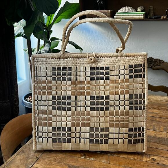 Unbranded Handbags - Basket Weave Purse Beach Handbag Double Handles